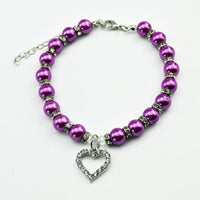 HKM-2285885 Elegant Imitation Pearl Pet Necklace with Alloy Pendant and Rhinestone Accents
