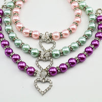 HKM-2285885 Elegant Imitation Pearl Pet Necklace with Alloy Pendant and Rhinestone Accents