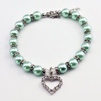 HKM-2285885 Elegant Imitation Pearl Pet Necklace with Alloy Pendant and Rhinestone Accents