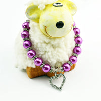 HKM-2285885 Elegant Imitation Pearl Pet Necklace with Alloy Pendant and Rhinestone Accents