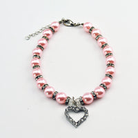 HKM-2285885 Elegant Imitation Pearl Pet Necklace with Alloy Pendant and Rhinestone Accents