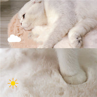HKM-2287293 Soft Cat Litter Round Mat in White and Gray Velvet - 30CM, 40CM, 45CM Options