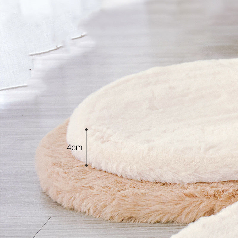 HKM-2287293 Soft Cat Litter Round Mat in White and Gray Velvet - 30CM, 40CM, 45CM Options
