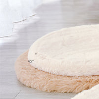HKM-2287293 Soft Cat Litter Round Mat in White and Gray Velvet - 30CM, 40CM, 45CM Options