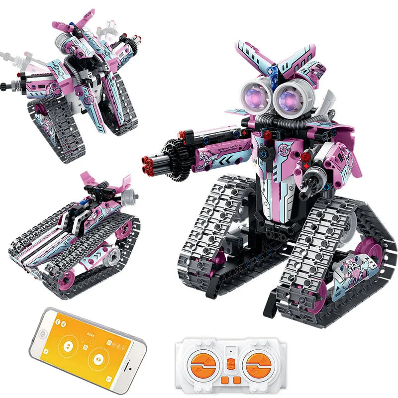HKM-228755 Programming Remote Control Tracked Car Robot Building Block Set for Educational STEM Learning