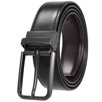 HKM-228883 Men's Leather Belt with Rotating Pin Buckle, Adjustable Fit, Classic Style