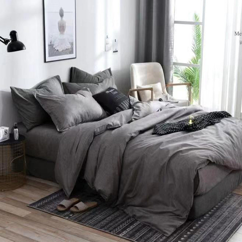 HKM-228947 Antibacterial Ramie Geometric Quilt Duvet Cover Set with 2 Pillow Cases, Multiple Sizes Available