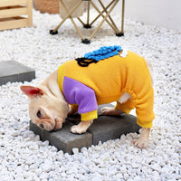 HKM-2289597 Plush Winter Pet Apparel for Small Dogs - Warm Cotton Four-Legged Clothes in Yellow