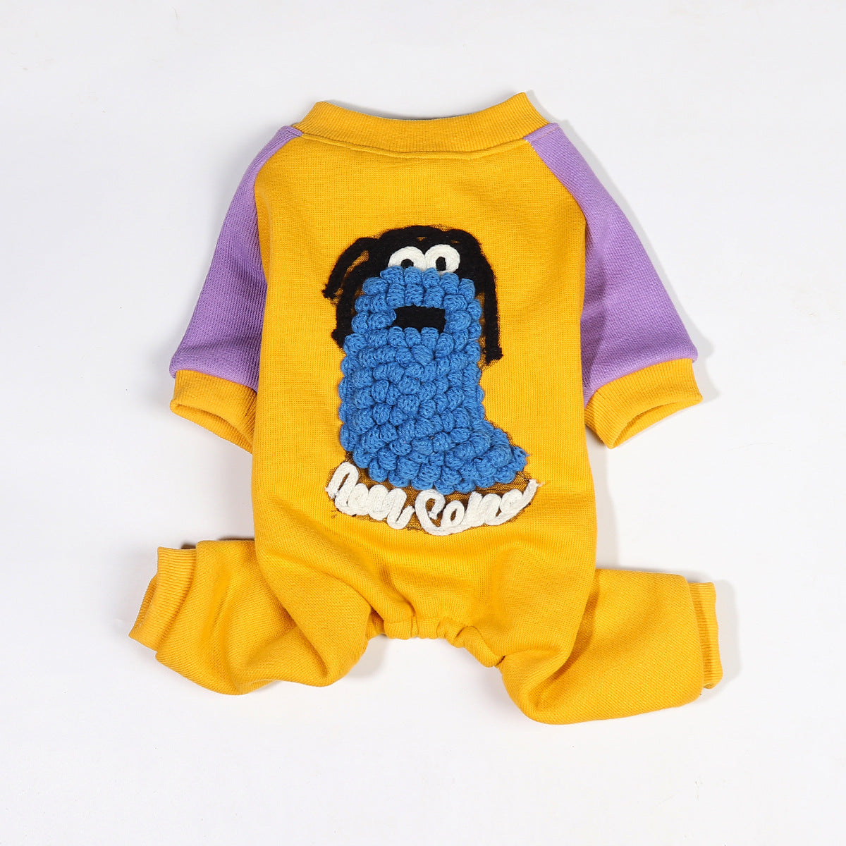 HKM-2289597 Plush Winter Pet Apparel for Small Dogs - Warm Cotton Four-Legged Clothes in Yellow