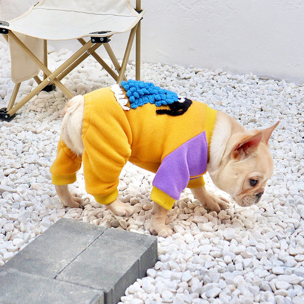HKM-2289597 Plush Winter Pet Apparel for Small Dogs - Warm Cotton Four-Legged Clothes in Yellow