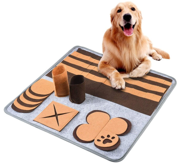 HKM-2289853 Felt Cloth Pet Food Container with Non-Slip Base - 58x58cm Dog Training Mat and Intellectual Toy
