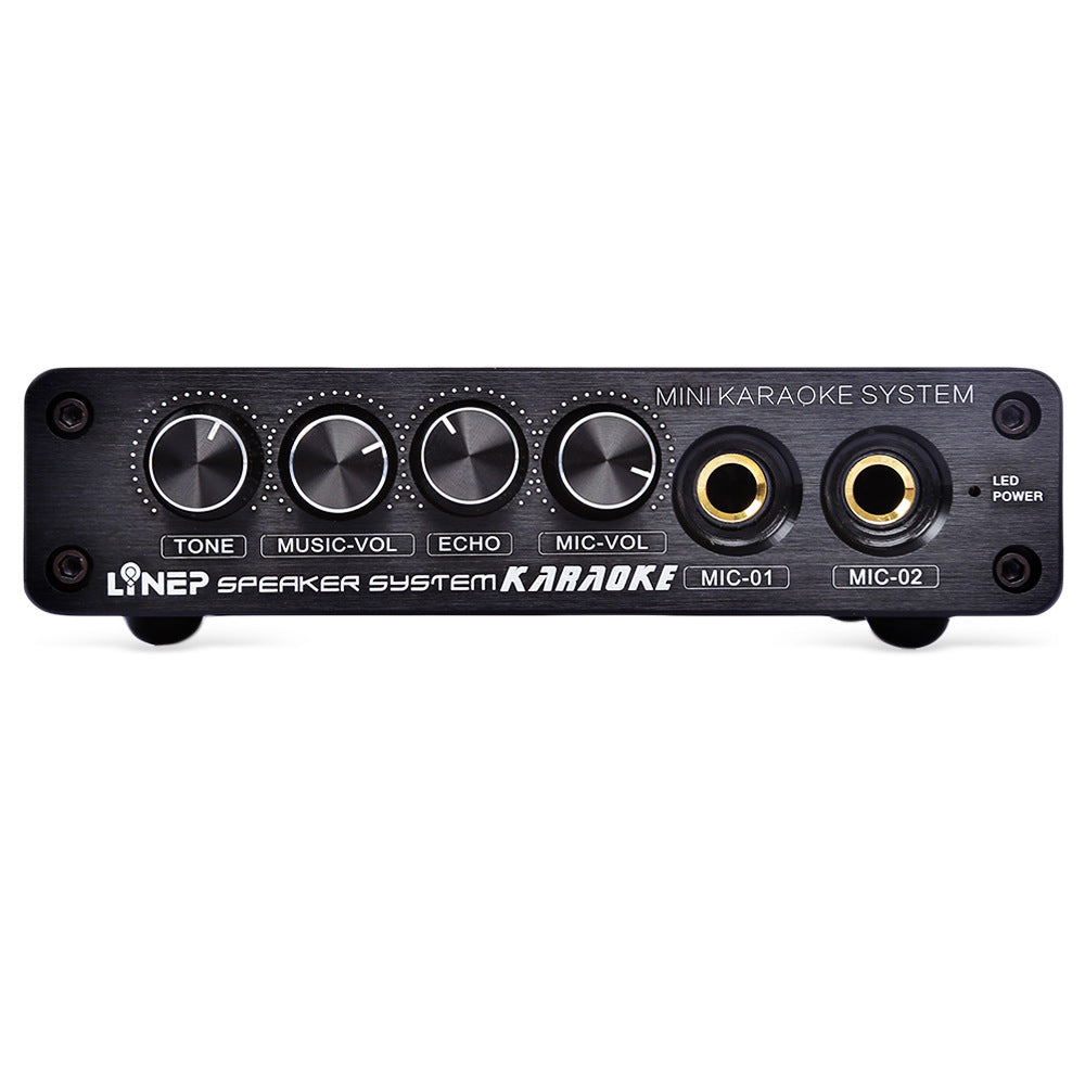 HKM-229011 Compact Karaoke Mixer with Reverb, Echo, and Dual Microphone Inputs for Recording