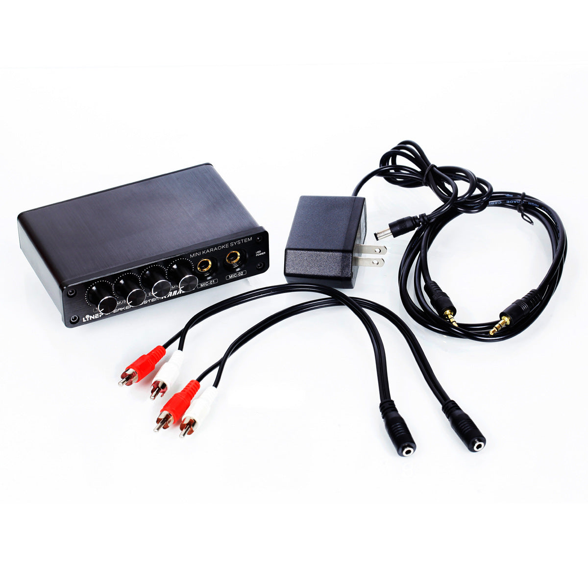 HKM-229011 Compact Karaoke Mixer with Reverb, Echo, and Dual Microphone Inputs for Recording