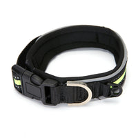 HKM-2291005 Reflective Nylon Adjustable Dog Collar in Black and Green - Sizes S, M, L, XL
