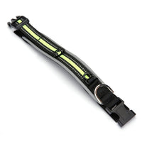 HKM-2291005 Reflective Nylon Adjustable Dog Collar in Black and Green - Sizes S, M, L, XL