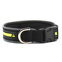 HKM-2291005 Reflective Nylon Adjustable Dog Collar in Black and Green - Sizes S, M, L, XL