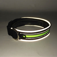 HKM-2291005 Reflective Nylon Adjustable Dog Collar in Black and Green - Sizes S, M, L, XL