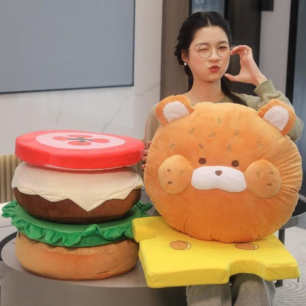 HKM-229139 Cartoon Anime Hamburger Pillow Cushion Set with Removable Foam Filling