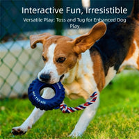 HKM-2291645 Interactive Dog Chew Toy with Rubber Tire and Cotton Rope for Medium to Large Aggressive Chewers