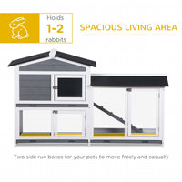 HKM-2292669 2-Tier Wooden Indoor Rabbit Hutch with Ramp and Run Area for Small Animals