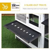 HKM-2292669 2-Tier Wooden Indoor Rabbit Hutch with Ramp and Run Area for Small Animals