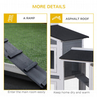 HKM-2292669 2-Tier Wooden Indoor Rabbit Hutch with Ramp and Run Area for Small Animals