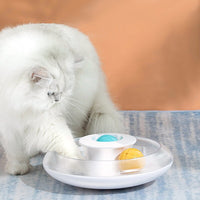 HKM-2293821 Yili Cat Turntable Toy with Catnip - Interactive Dribbling Training Ball, White, ABS, 25x25x8.7cm