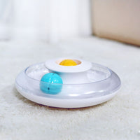 HKM-2293821 Yili Cat Turntable Toy with Catnip - Interactive Dribbling Training Ball, White, ABS, 25x25x8.7cm
