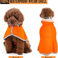 HKM-2296381 Waterproof Breathable Dog Raincoat with Hood and Transparent Cap for Small Dogs