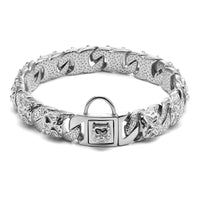 HKM-2296765 Stainless Steel Dog Head Collar - Durable Steel Chain Necklace for Puppies