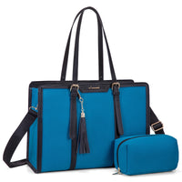HKM-229715 Stylish 2-Piece Set PU Leather and Canvas Tote Bag for School, Shopping, and Casual Use, Versatile Crossbody and Shoulder Design for Women