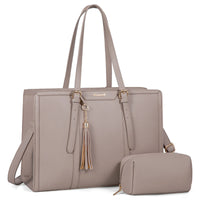 HKM-229715 Stylish 2-Piece Set PU Leather and Canvas Tote Bag for School, Shopping, and Casual Use, Versatile Crossbody and Shoulder Design for Women