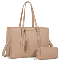 HKM-229715 Stylish 2-Piece Set PU Leather and Canvas Tote Bag for School, Shopping, and Casual Use, Versatile Crossbody and Shoulder Design for Women