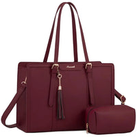 HKM-229715 Stylish 2-Piece Set PU Leather and Canvas Tote Bag for School, Shopping, and Casual Use, Versatile Crossbody and Shoulder Design for Women