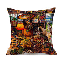 HKM-229715 Wolf Theme Polyester Cushion Cover for Sofa and Car, Linen Fabric, 45x45cm
