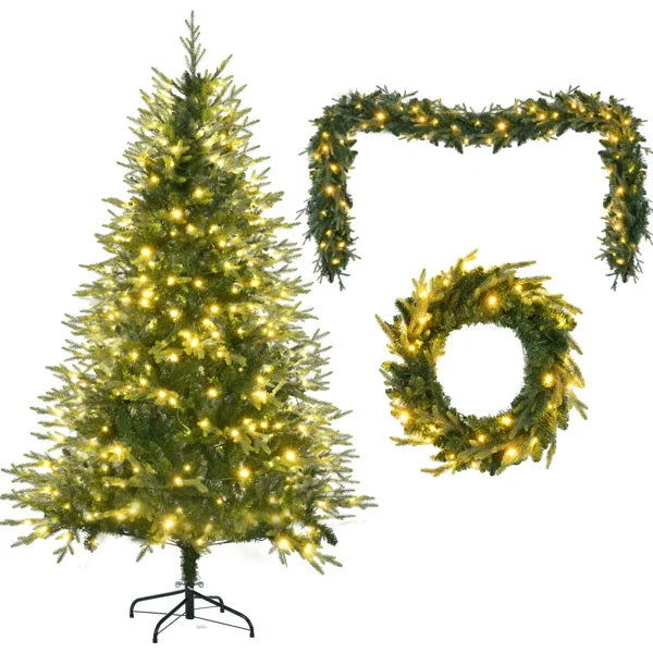 HKM-229779 6FT Pre-Lit Aspen Fir Artificial Christmas Tree with 380 Multi-Color LED Lights