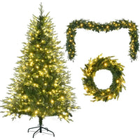 HKM-229779 6FT Pre-Lit Aspen Fir Artificial Christmas Tree with 380 Multi-Color LED Lights