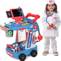 HKM-229843 Kids Doctor Play Set - Pretend Play Medical Trolley for Ages 2 to 13 Years - Plastic Components