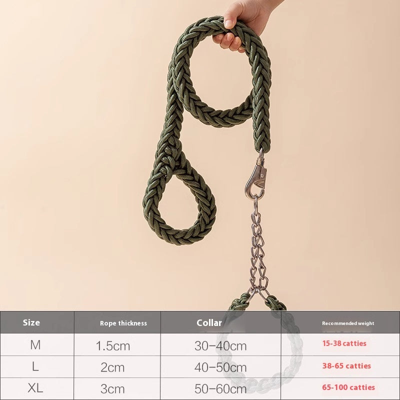 HKM-2298557 Medium and Large Dog Rope Collar P Chain - Nylon with 1.2m and 1.5m Options in Various Colors