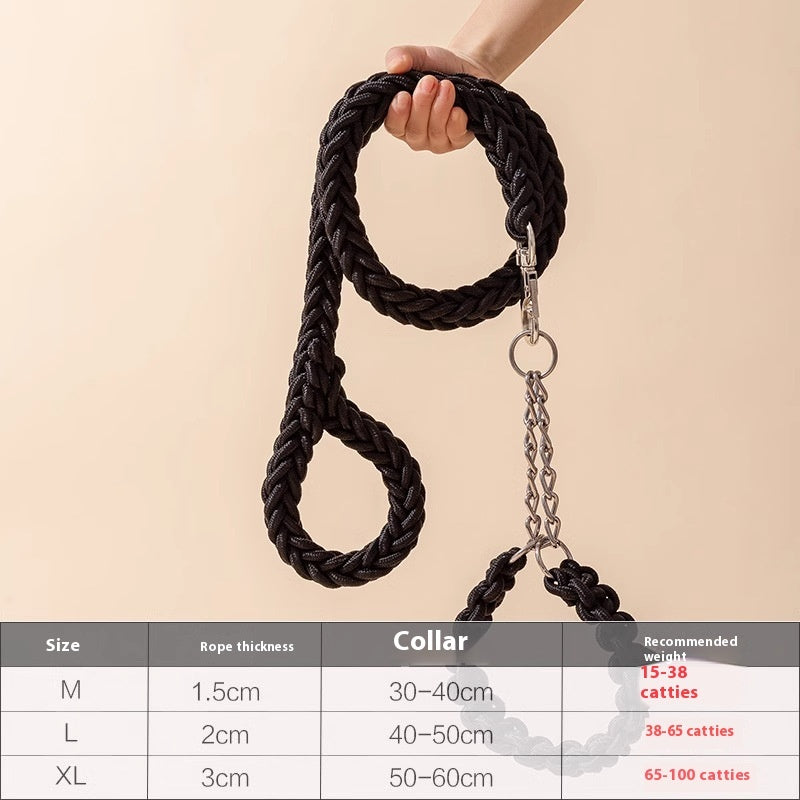 HKM-2298557 Medium and Large Dog Rope Collar P Chain - Nylon with 1.2m and 1.5m Options in Various Colors