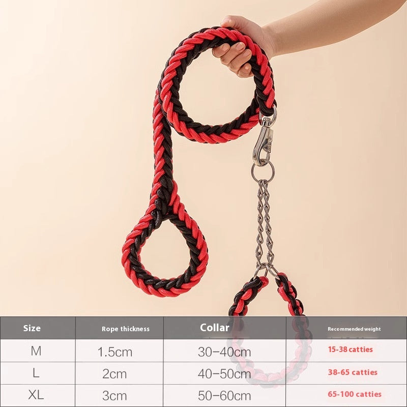 HKM-2298557 Medium and Large Dog Rope Collar P Chain - Nylon with 1.2m and 1.5m Options in Various Colors