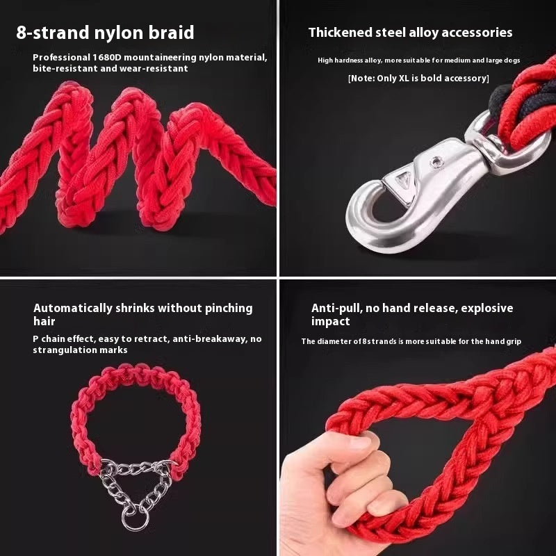 HKM-2298557 Medium and Large Dog Rope Collar P Chain - Nylon with 1.2m and 1.5m Options in Various Colors