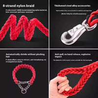 HKM-2298557 Medium and Large Dog Rope Collar P Chain - Nylon with 1.2m and 1.5m Options in Various Colors
