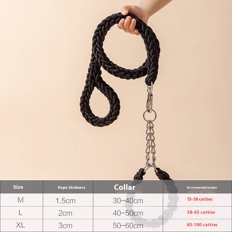 HKM-2298557 Medium and Large Dog Rope Collar P Chain - Nylon with 1.2m and 1.5m Options in Various Colors