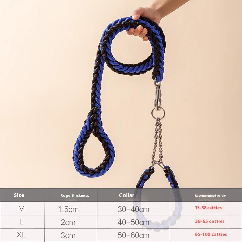 HKM-2298557 Medium and Large Dog Rope Collar P Chain - Nylon with 1.2m and 1.5m Options in Various Colors