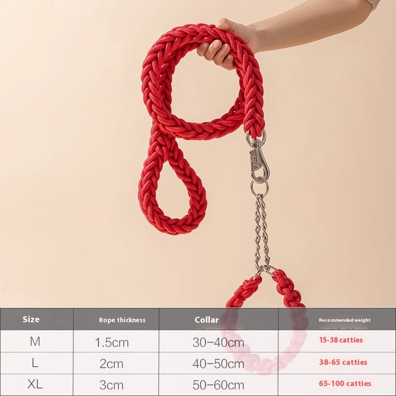 HKM-2298557 Medium and Large Dog Rope Collar P Chain - Nylon with 1.2m and 1.5m Options in Various Colors