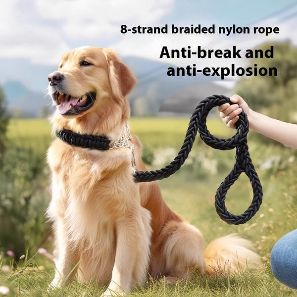 HKM-2298557 Medium and Large Dog Rope Collar P Chain - Nylon with 1.2m and 1.5m Options in Various Colors