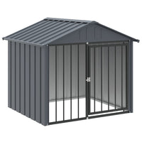 HKM-2298813 Durable Black Dog Kennel with Roof, Galvanized Steel, 117x103x102 cm