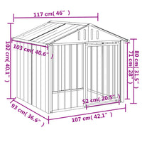 HKM-2298813 Durable Black Dog Kennel with Roof, Galvanized Steel, 117x103x102 cm