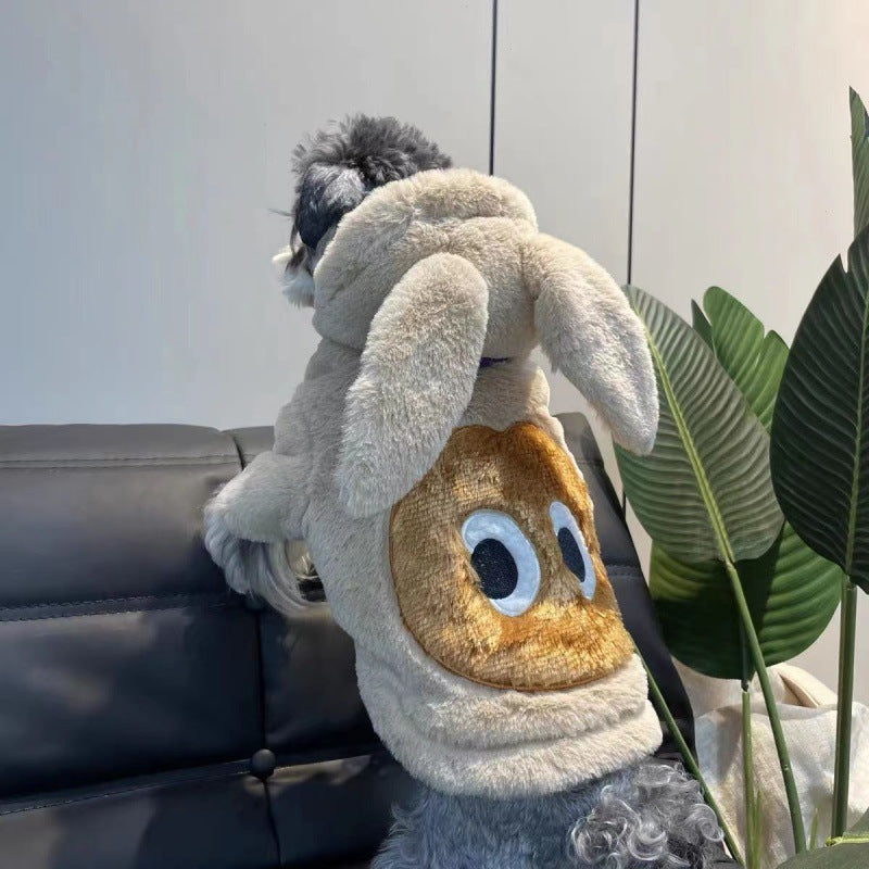 HKM-2299325 Thickened Beige Rabbit Ears Dog Clothes for Spring and Autumn